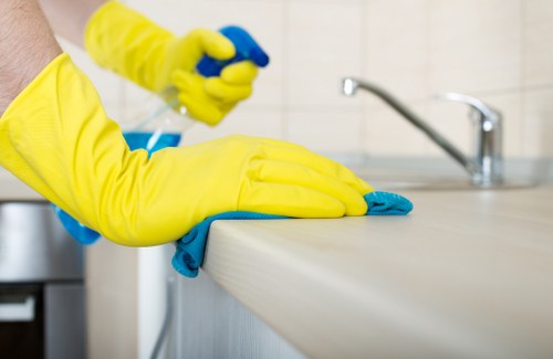 Local cleaners working in a Knightsbridge property with careful access planning